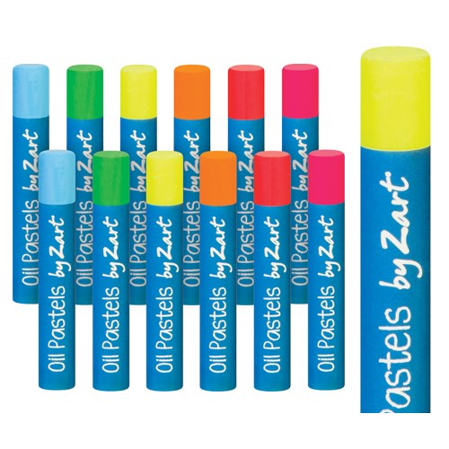Basics Oil Pastels Fluoro Assorted Pack of 12_2